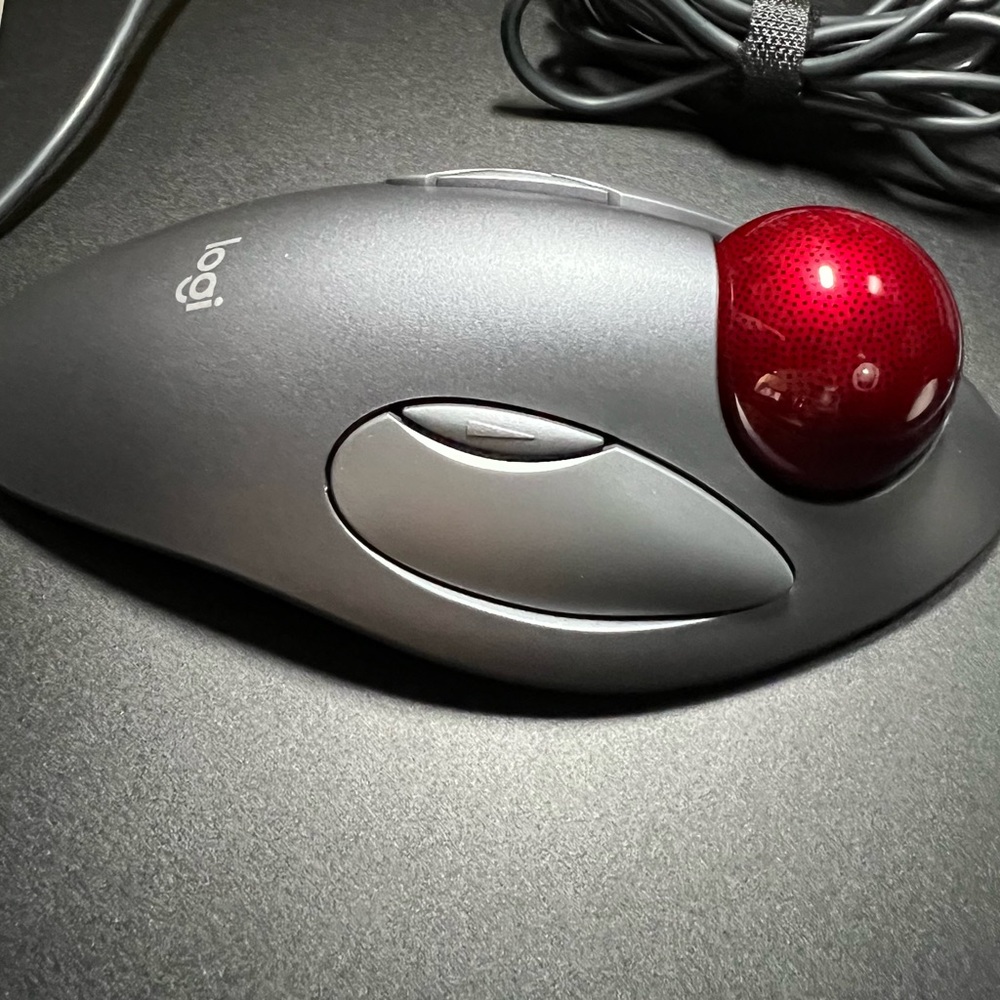 Logitech Trackman Candy Apple Red Marble Mouse